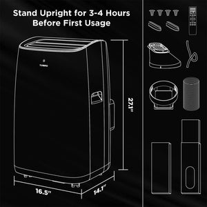 TURBRO Greenland 14,000 BTU Smart WiFi portable air conditioner, black, with remote and installation kit
