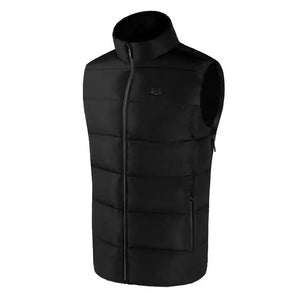 LITEGUEST USB heated vest by SmartTherm OutdoorLiteGear Inc., black quilted vest with front zipper and zip pockets
