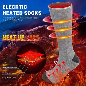 LITEGUEST heated leg warmers, gray knit USB electric socks for winter outdoors, crew socks