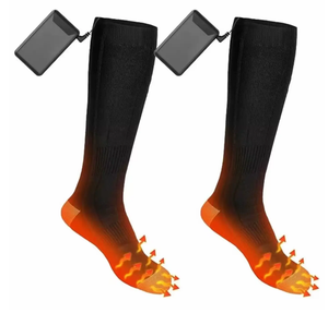 LITEGUEST Heated Leg Warmers USB-powered black crew socks with battery packs (pair).