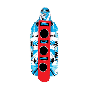 WOW Watersports Sub-Zilla 3-Person towable with blue graphic shell and red center strap