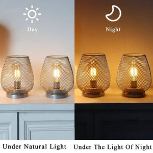 JHY DESIGN 6.7-inch tall battery-powered outdoor table lamp set of 4 with metal mesh shades
