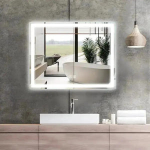 Center Glow LED bathroom mirror, 36 x 24 inches, edge-lit frame