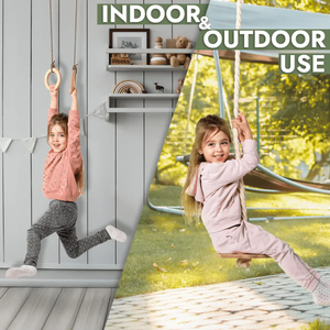 Goodevas 3in1 Swing Set for indoor and outdoor use with rope ladder, gym rings, and disc swing