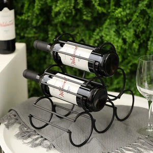 JHY DESIGN iron tabletop wine rack, black finish, holds 2 bottles