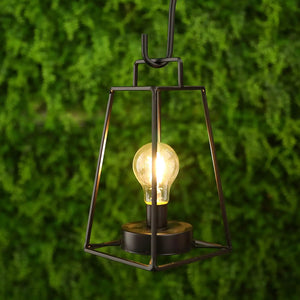 11.5-inch retro geometric table lamp by JHY DESIGN in black metal with exposed bulb