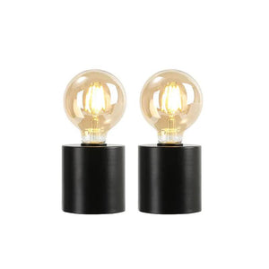 7in tall black battery-powered table lamps set of 2 with clear bulbs by JHY DESIGN