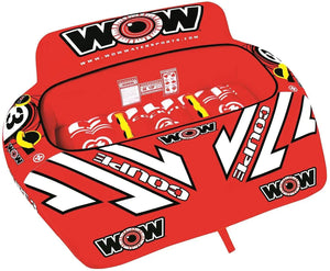 WOW Watersports 3-Person Coupe Cockpit Towable, red with bold WOW branding
