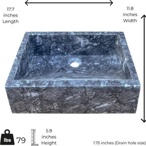 Gray Marble Vessel Sink by BROSMARBLE, minimalist rectangular basin.