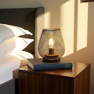Set of 2 metal cage LED battery-powered table lamps by JHY DESIGN