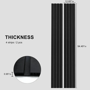 HAUSVITA black solid wood acoustic slat wall panels, broad strips; 2-piece set with 4 slats