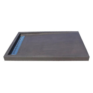 Villohome black andesite rectangular shower base, hand-carved solid block, 32W x 48L x 3H.