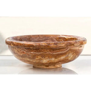Brown Onyx Vessel Sink by Villohome, translucent natural stone