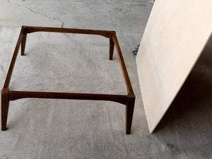 Villohome Burdur beige marble coffee table with rectangular wooden frame and polished, eased-edge top