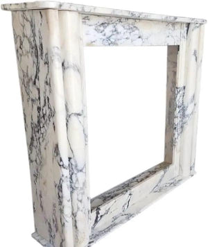 Calacatta Viola marble hand-carved fireplace mantel, polished finish, Villohome, 54in long