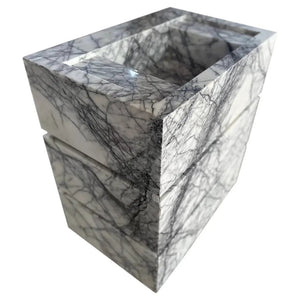 Calacatta Viola marble stand-alone drawer sink by Villohome; pedestal-style with gray veining.