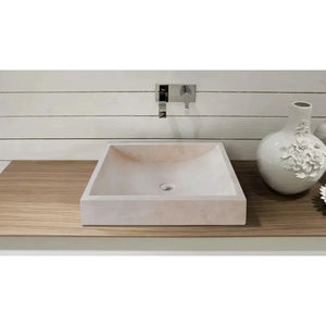 Villohome cappuccino beige marble rectangular above-vanity bathroom sink, 18W x 21.5L x 5H in, on wood countertop