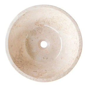 Cappuccino beige marble bathroom sink, round vessel bowl with polished finish
