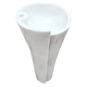 Carrara White Marble stand-alone pedestal bathroom sink by Villohome