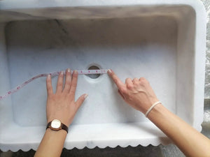 Villohome Carrara white marble wall-mount bathroom sink with ribbed textured interior