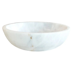 Carrara white marble bathroom vessel sink, polished, 16-inch diameter x 6-inch height