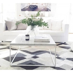 Villohome marble square coffee table with a polished top and eased edge