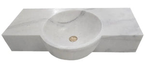 Carrara White Marble above-vanity wall-mount bathroom sink by Villohome, 16x36 inches