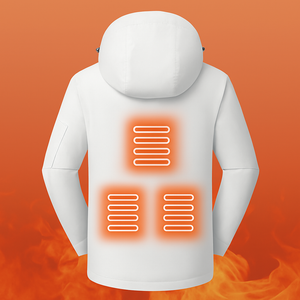 Jacket LITEGUEST Ski Waterproof 5-Zone Heated, white with USB heat zones