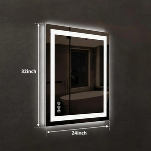 HAUSVITA Compact Edge Glow LED Bathroom Mirror, 24x32 in, wall-mounted with white LED edge lighting.