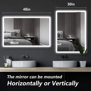 HAUSVITA Compact Edge Glow LED bathroom mirrors, edge-lit, two mirrors shown horizontal or vertical.