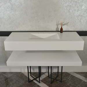 Custom Quartz Sink With Shelf, Bathroom Sink With Matching Shelf, Bathroom Vanity With Shelf, Bathroom Vanity With Single Sink, Vessel
