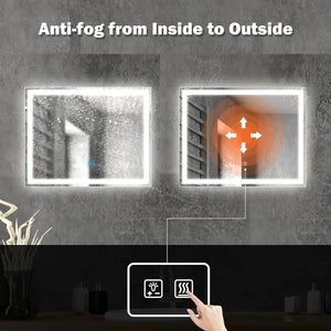 HAUSVITA Deluxe Center Glow LED bathroom mirror set, two edge-lit mirrors.