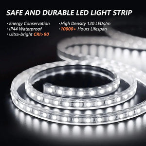 Deluxe Center Glow LED light strip, transparent flexible coil with bright white LEDs