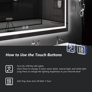 HAUSVITA Deluxe Center Glow LED bathroom mirror with edge-lit lighting and touch controls