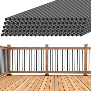 HAUSVITA hollow deck balusters with screws, black, pre-cut railing components