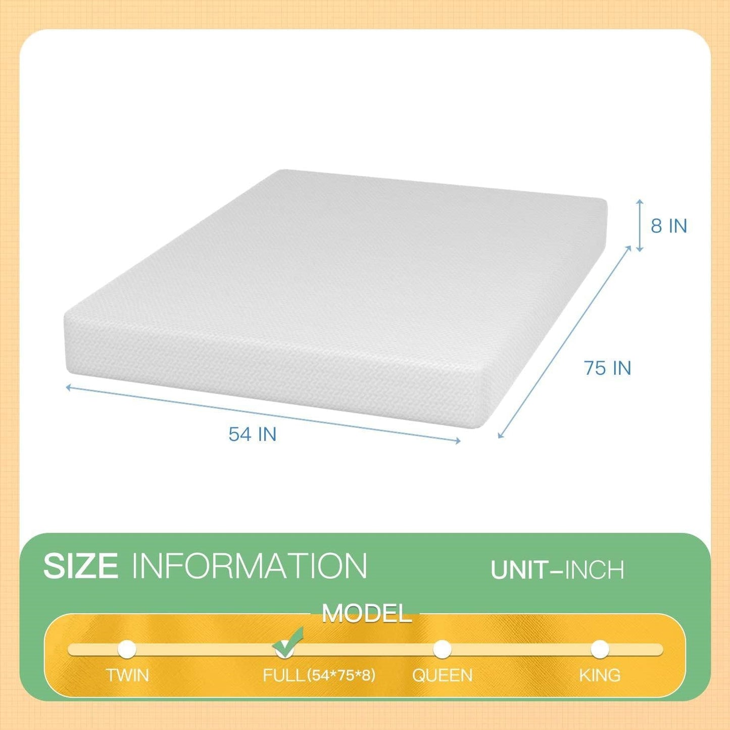 Full size 8-inch Thick Medium Firm Cool Gel Memory Foam Mattress