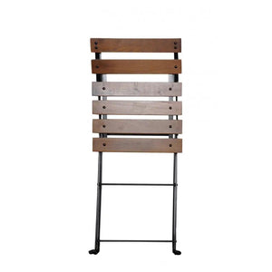Villohome outdoor dining chair with brown wooden slats and a black powder-coated metal frame.