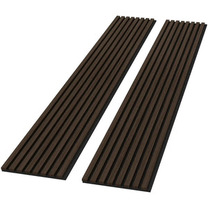 Hausvita acoustic solid wood slat wall panels, brown slats on black backing, 2 panels