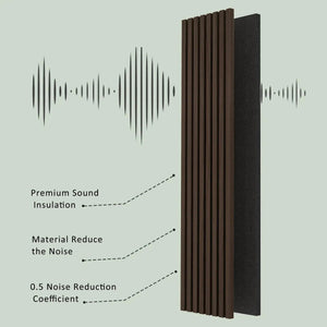 HAUSVITA acoustic solid wood slat wall panels, 2-pack, dark brown slats with black backing