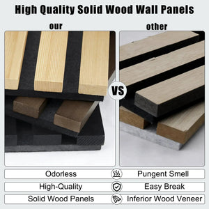 Hausvita Acoustic Solid Wood Slat Wall Panels, natural wood finish, wall paneling, 2 panels per box