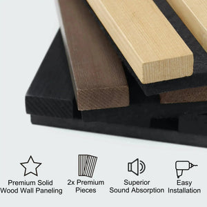 Hausvita Acoustic Solid Wood Slat Wall Panels, natural light oak finish, 2 panels per box