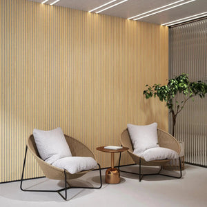 Hausvita Acoustic Solid Wood Slat Wall Panels, vertical beige slats, 2-panel box, HAUSVITA