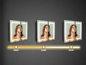 Hausvita black-framed recessed LED medicine cabinet; set of 3 with backlit mirrors and adjustable color temperature