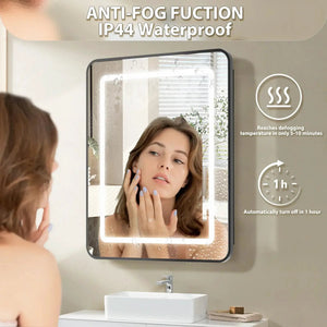 HAUSVITA small framed recessed LED bathroom medicine cabinet with illuminated mirror