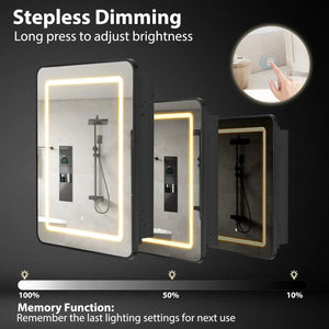 HAUSVITA framed recessed LED medicine cabinets, set of 3, small with illuminated borders