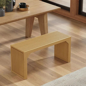 Hausvita HiKingQueens 35in dining bench in natural wood with slatted top
