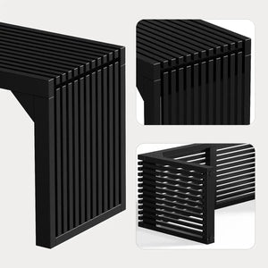 Hausvita HiKingQueens 35in Dining Bench, black wood with slatted grille design