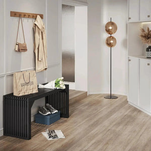 Hausvita HiKingQueens 35-inch dining bench, black slatted wood for entryway