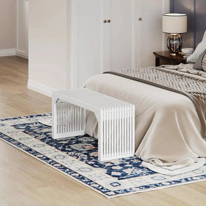 Hausvita HiKingQueens 35in white wood dining bench with slatted sides for indoor use