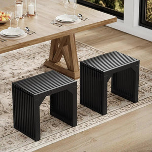Two Hausvita HiKingQueens 35-inch dining benches, black slatted, for indoor use